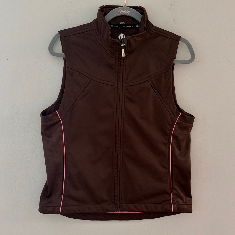 Sunice Tornado Women Medium
Golf Vest‎ Brown Pink Full Zip Pockets